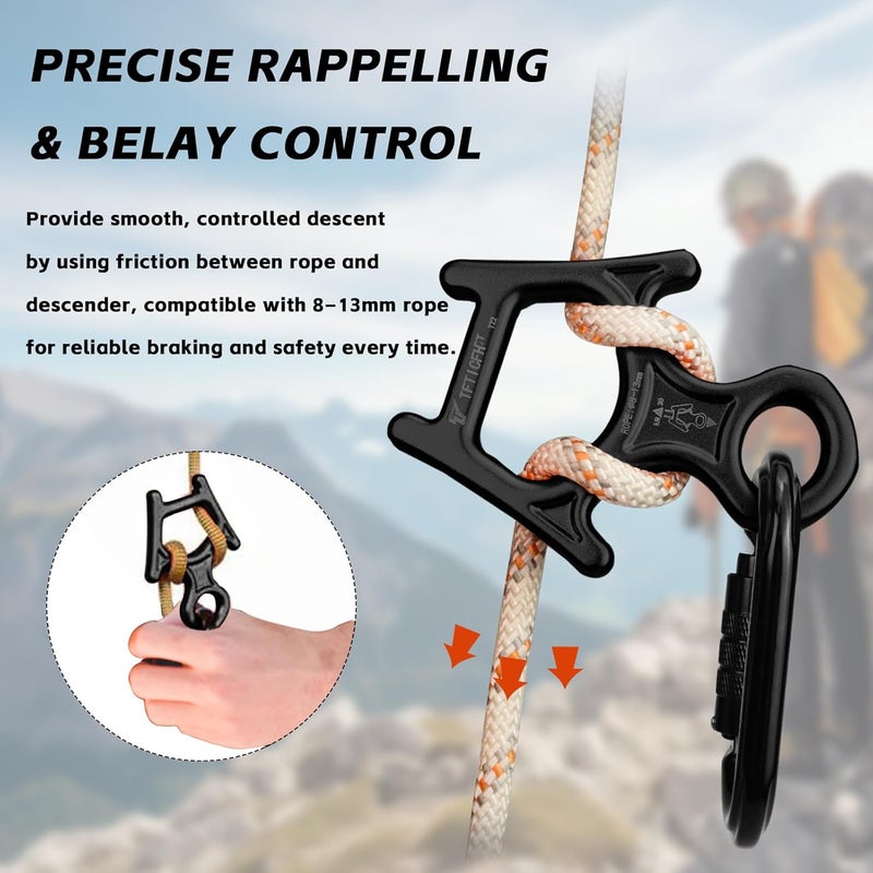 TFTICFH Figure 8 Descender, 30kN Climbing Descender, Heavy Duty 7075 Aluminum Belay & Rappel Equipment for Climbing, Mountaineering, Arborist, Caving, Aerial Yoga - Image 2